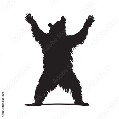 Black Flat Vector Angry Bear Silhouette