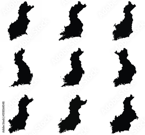 Finland map black silhouette vector style with white background