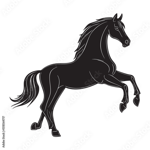 Black Flat Vector Black Stallion Silhouette