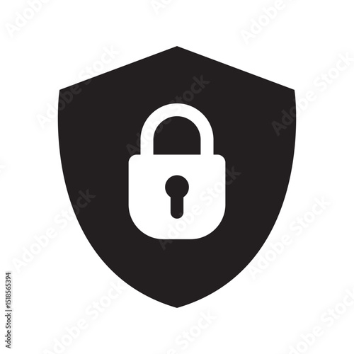 Shield security with lock icon. Protection, safety, password security icon. Firewall access privacy sign. Lock security icon for login page. Website guard emblem.