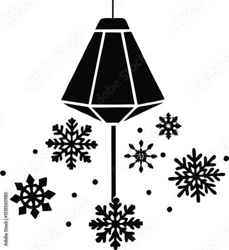 Snowflakes Falling Around Lamp Silhouette | Winter Snow Around Light Pole