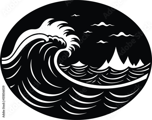 Stormy Sea With Waves Silhouette | Rough Ocean During Tempest