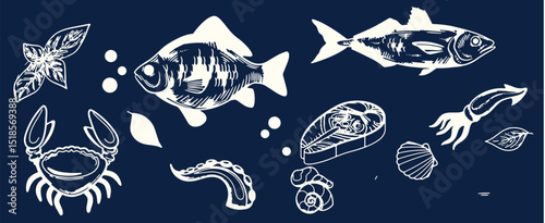 Incredible Hand Drawn Seafood Vectors