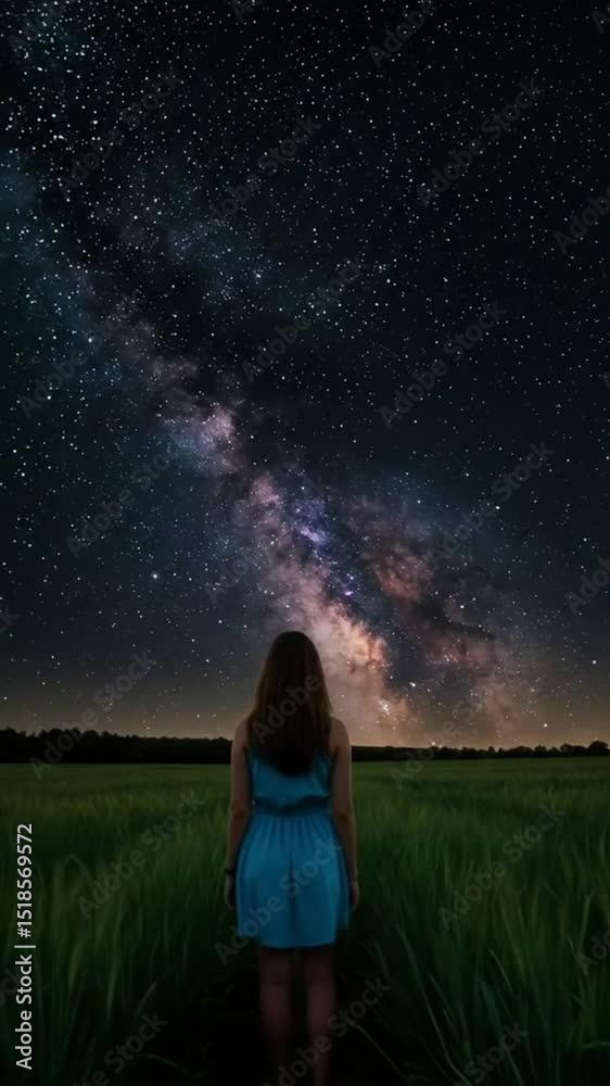Woman observing milky way