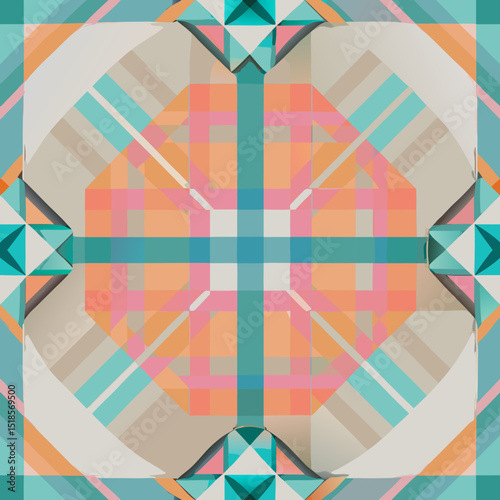 Abstract seamless vector pattern with soft pastels in geometric design  