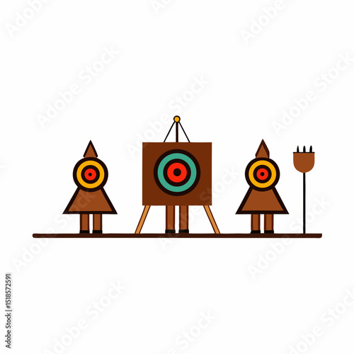 archery range with traditional wooden targets