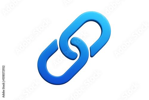 3D Blue Chain Link Icon, Webpage Element, Hyperlink Symbol, Internet Connection