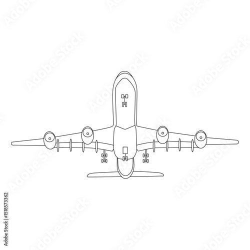 Airplane taking off line art vector design. Airplane taking off outline illustration design.