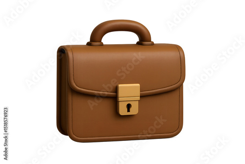 A brown leather briefcase with a golden lock, a classic design for professionals and business people.