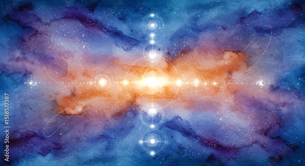 Fototapeta premium Abstract watercolor of colorful galaxy