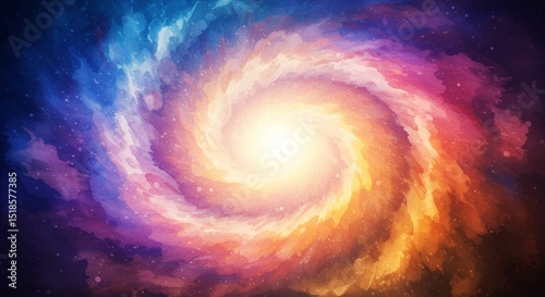 Abstract watercolor of colorful galaxy
