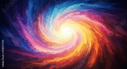 Abstract watercolor of colorful galaxy