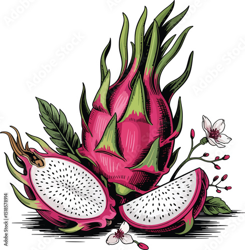 dragon fruit on a white