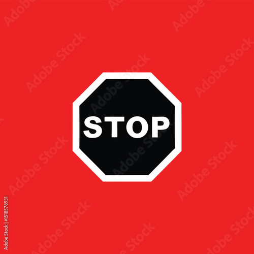 Stop sign icon on a red background road safety and traffic regulation