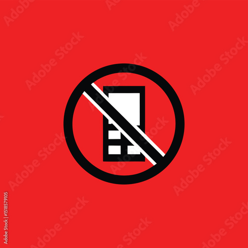 No cell phone sign red background illustration design concept communication restriction