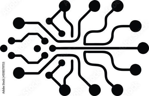 Ai neural network abstract data flow illustration in a stylish black silhouette design