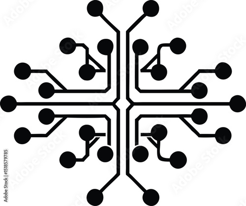 Abstract black silhouette data flow network icon with transparency and style