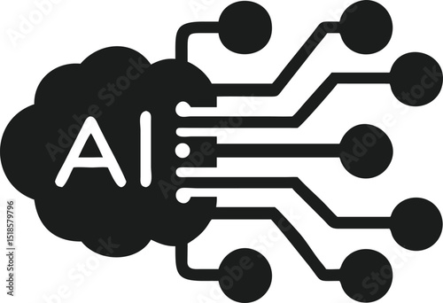 Abstract ai neural network icon design illustrating data flow and modern technology