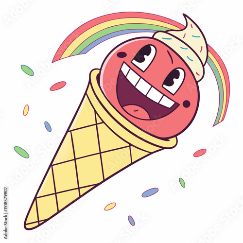 Colorful Kulfi Clip Art with Sprinkles and Smiling Expression
