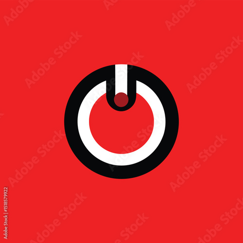 Minimalist power button symbol illustration on red background suitable for design projects