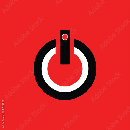 Red power button icon with a white outline perfect for technology and design concepts