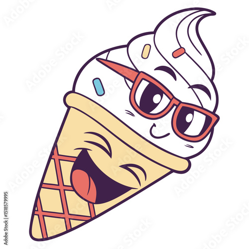 Happy Kulfi Mascot Cartoon with Sunglasses and Winking Face