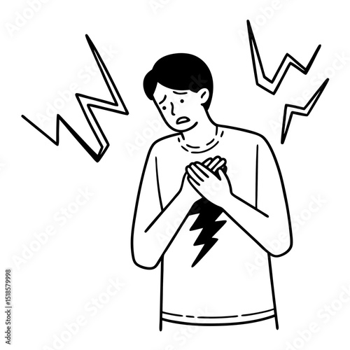 Heart Attack Symptoms Concept Art with Chest Pain Highlighted