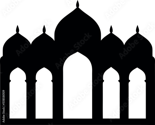 Islamic mosque black silhouette vector art and illustration
