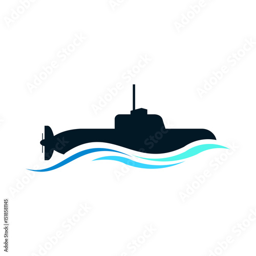 Modern Submarine Logo: Underwater Exploration Vector Design