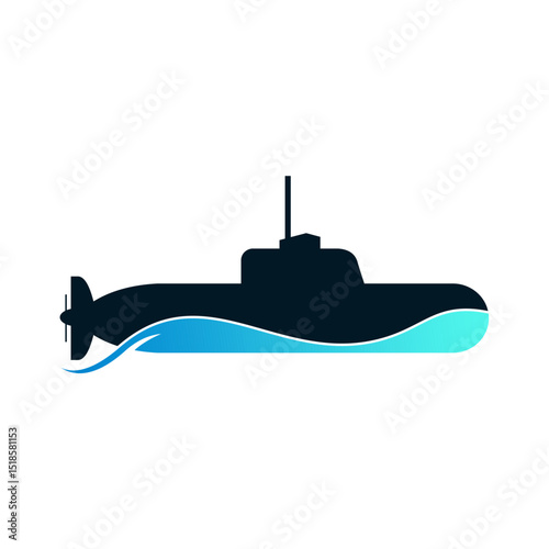 Modern Submarine Logo: Underwater Exploration Vector Design
