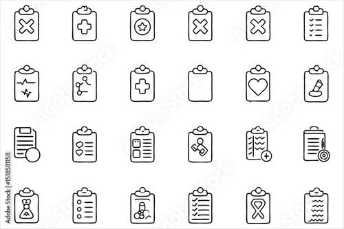 Set of Simple Black and White Medical Icons