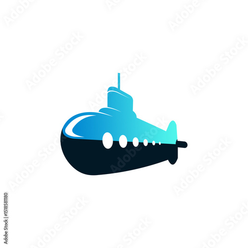 Modern Submarine Logo: Underwater Exploration Vector Design