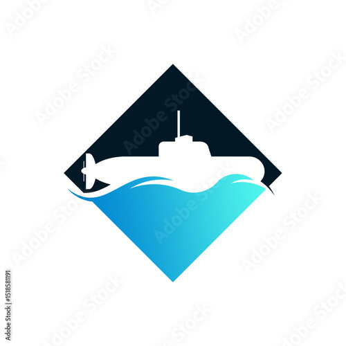 Modern Submarine Logo: Underwater Exploration Vector Design