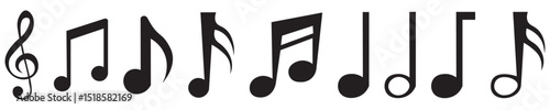 Icon set of music note melody notes key composition musical song . Thin line icons, flat vector illustrations, isolated on white, transparent background