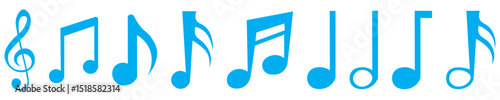 Icon set of music note melody notes key composition musical song . Thin line icons, flat vector illustrations, isolated on white, transparent background