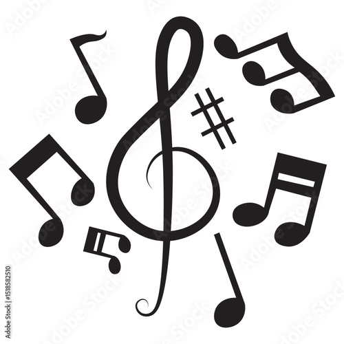 Music notes icon set. Musical key symbols.