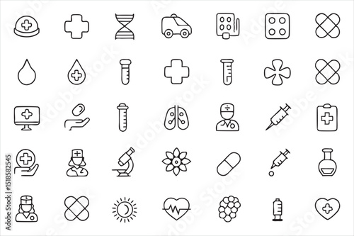 Set of Simple Black and White Medical Icons