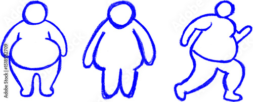 Obesity Health Risk Icons Crayon Chalk Drawing Vector Set