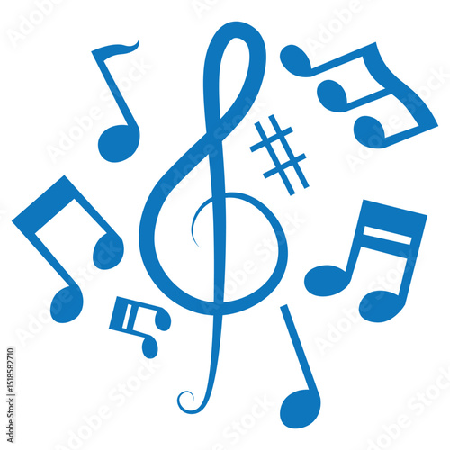 High-quality musical illustrations presenting vibrant notes and clef graphics for creativity