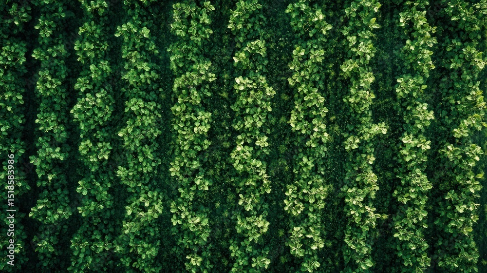 Obraz premium Aerial View of Lush Green Plantation Rows