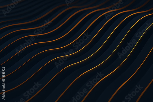 Elegant Dark Blue and Gold Abstract Wave Pattern Background Texture Design photo