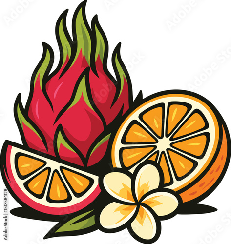 vector illustration of an orange and dragon