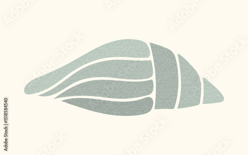 Abstract geometric shell shape with retro grain texture. Organic Seashell silhouette icon in pastel green. Great for spa branding, eco labels, interior prints, summer poster, logo, beach themed decor