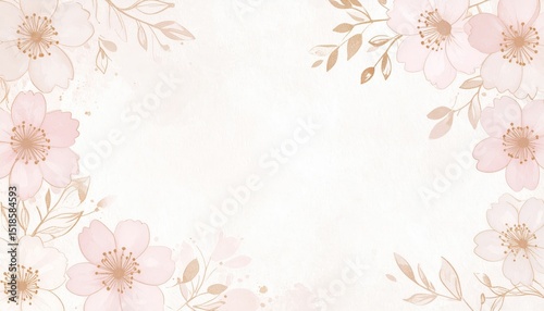 Wallpaper Mural Luxurious pink floral background with elegant gold foil accents for design  Torontodigital.ca