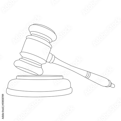 Judge And Gavel line art vector design. Judge And Gavel outline illustration design.