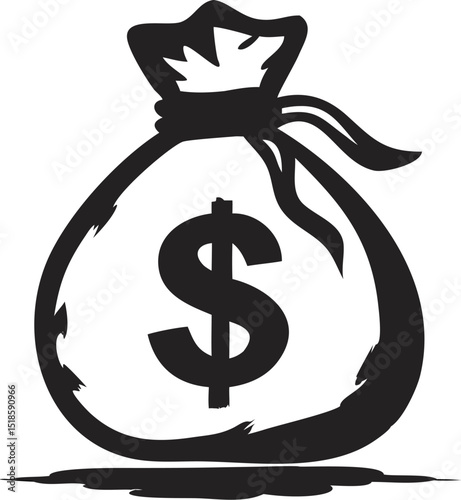 Money bag with dollar sign silhouette vector illustration