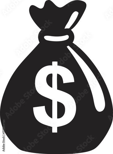 Money bag with dollar sign silhouette vector illustration