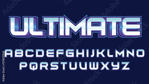 3d purple metallic blue gaming isolated letters