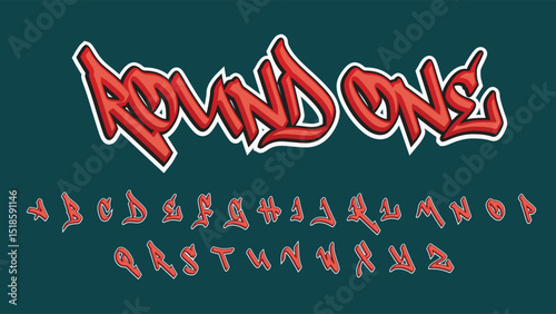 Red modern graffiti 3d style font