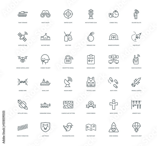 modern military service icon set armed forces operations